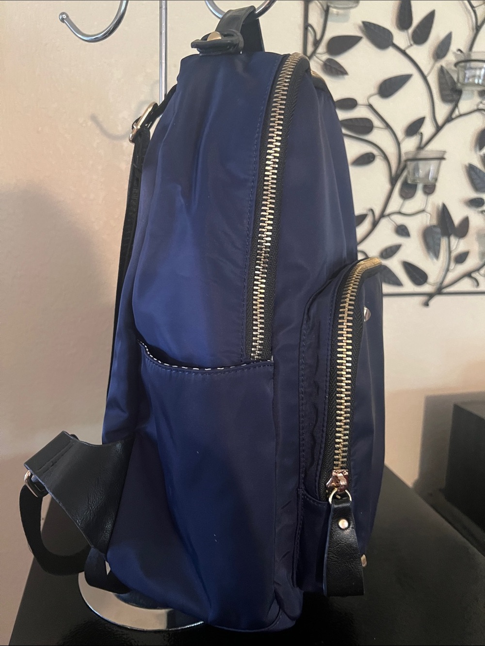 MMS Design Studio Navy Blue Backpack with Gold Hardware - Picture 3 of 11